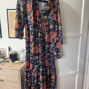 J. McLaughlin Navy Floral Long Sleeve Dress